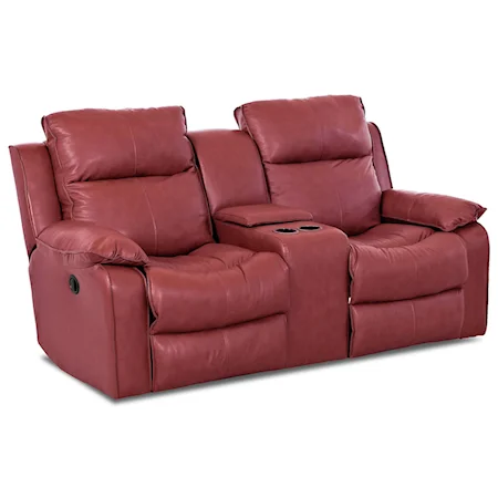 Casual Power Reclining Console Loveseat with Storage and Cupholders